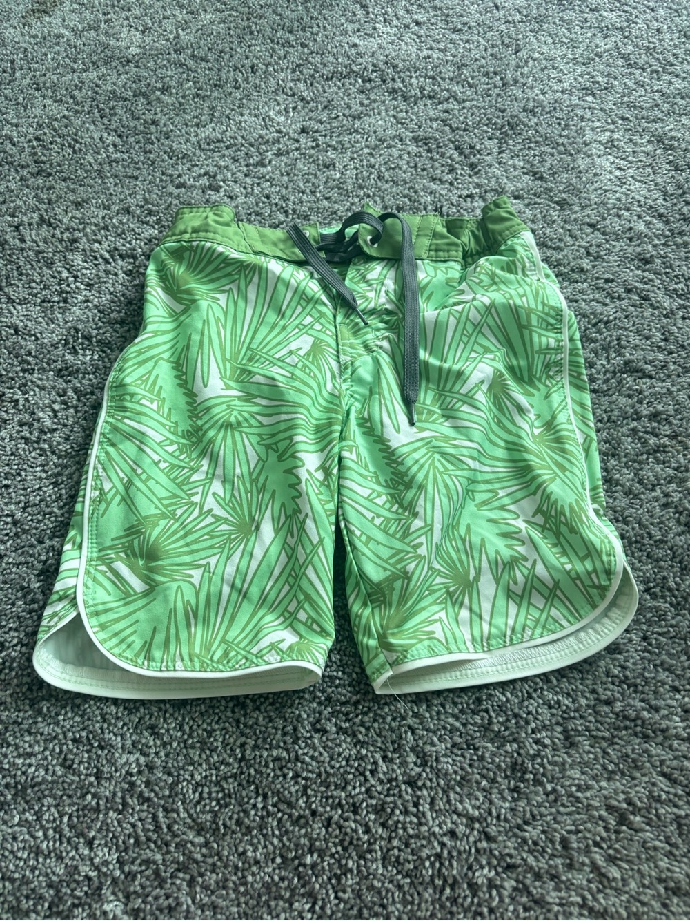 art class Green Palm-Print Kids Swim Trunks